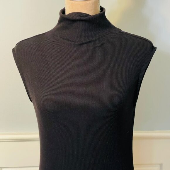 House of Harlow 1960 Black Ribbed Mock Neck Bodycon Maxi Dress Sleeveless Medium - Picture 3 of 8